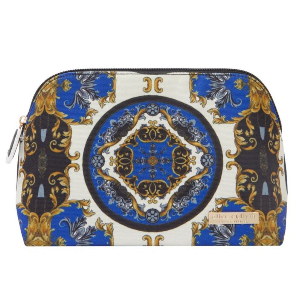 NWT Alice + Olivia A+O X FABFITFUN Pencil Pouch in Regal Romance Sapphire - Picture 2 of 8